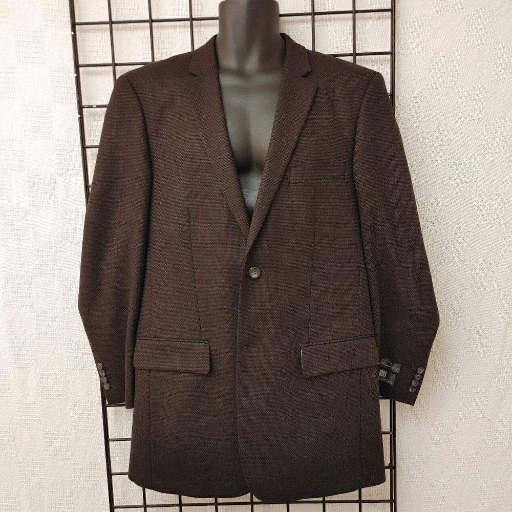 ANDRE LANZINO MEN'S 100% WOOL BLK/BRN MINI CHECK SPORT JACKET.